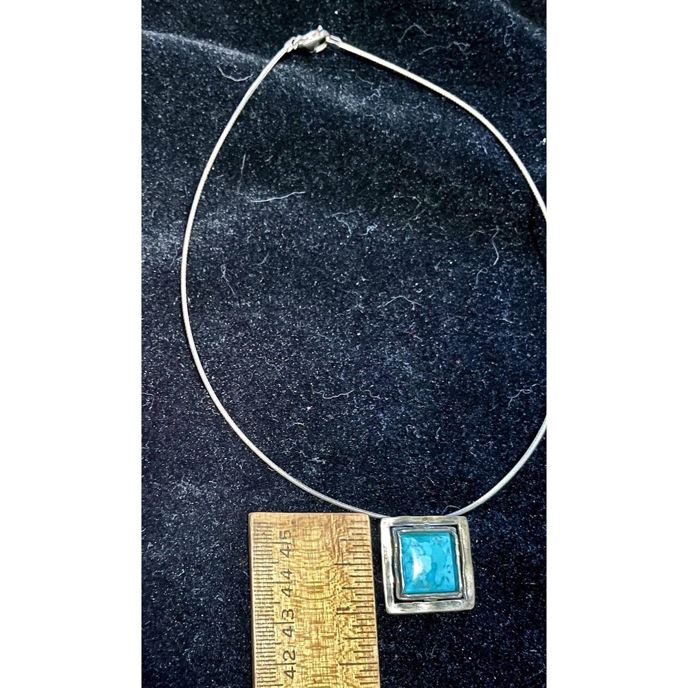 Silpada N1509 925 Sterling Silver Turquoise Square Pendant Necklace 17" Retired - Picture 4 of 7